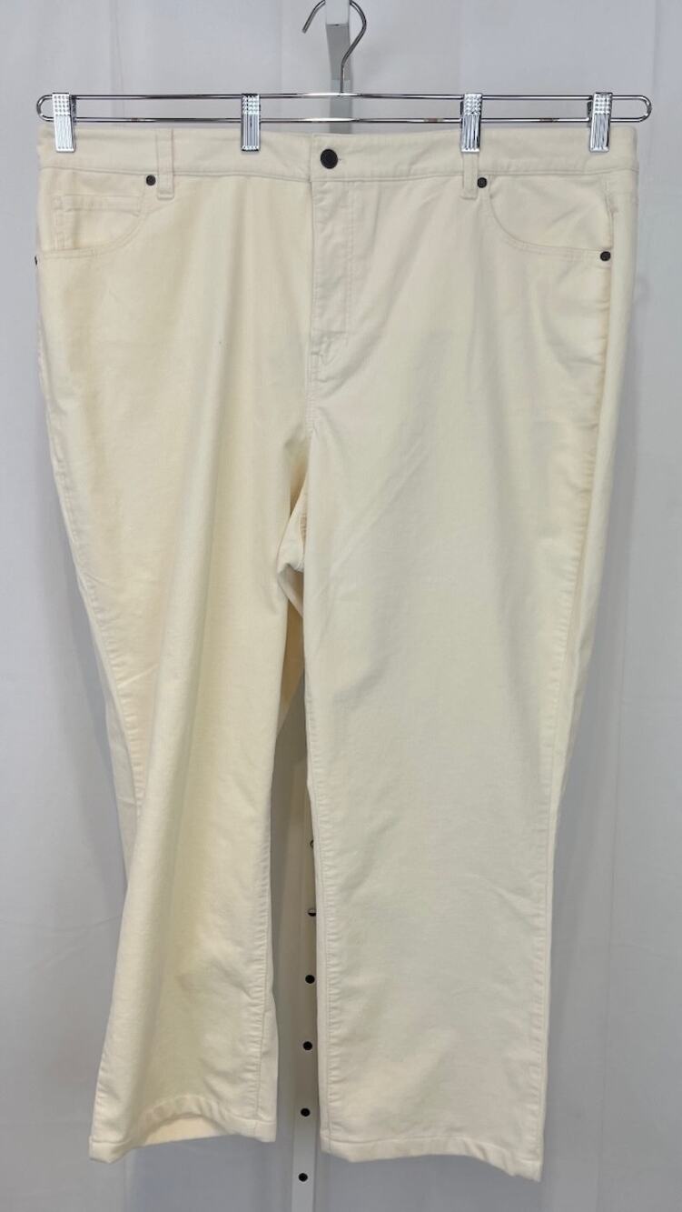 TALBOTS Corduroy Straight Leg Pants Five Pocket High Waist Cream 20W x 25" Plus